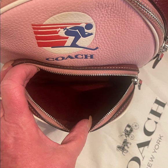 Coach Mini Court Two-Tone Pink and Burgundy Backpack - Picture 13 of 16